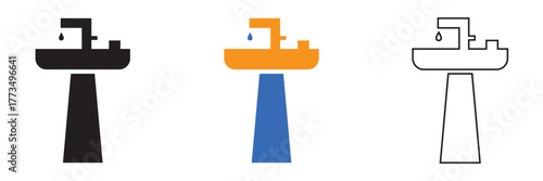 Basin icon .  Wash-hand basins  sign. Basin sinks icon.  isolated on white background. vector illustration. EPS 10