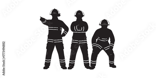 firefighter silhouette vector icon design, Black silhouette art of a firefighter in action with fire and axe, Firefighter climbing stairs icon silhouette vector with white background