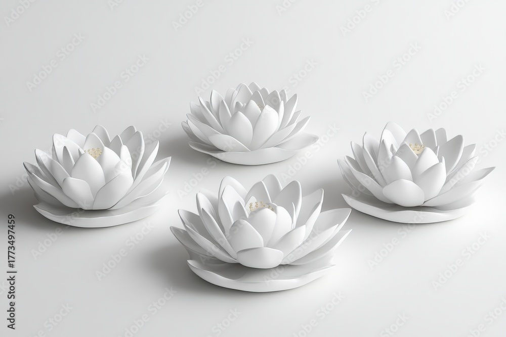 Fototapeta premium 3D Lotus (Spirituality) Isolated and White Background