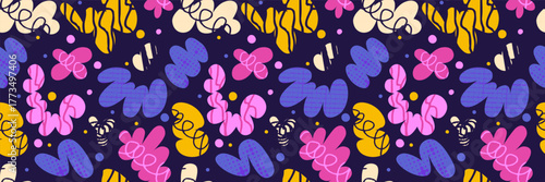Organic blob shapes seamless pattern with cloud texture.