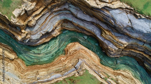 Wallpaper Mural Aerial View of Layered Sandstone Cliffs and Clear Green River Water Torontodigital.ca