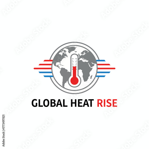 Global Heat Rise Climate Change Thermometer Logo
