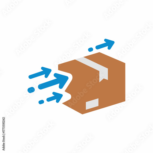 Shipping box with arrows indicating delivery and movement of goods.