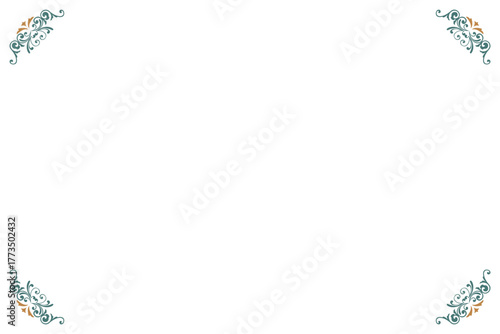 Elegant Gold and Green Flourish Border Frame for Certificate, menu or Diploma. 1317