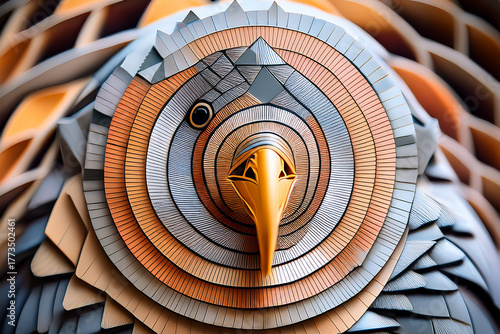 Wallpaper Mural Modern Abstract Design of a Bird: Focusing on Structured Textures and Angular Forms, Ideal for Branding that Conveys Efficiency, Intelligence, and Cutting-Edge Visuals. Torontodigital.ca