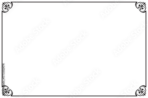 Elegant Black Flourish Border Frame for Certificate, menu or Diploma. 1319