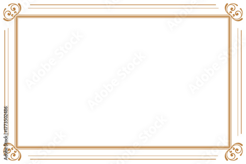Elegant Gold Flourish Border Frame for Certificate, menu or Diploma. 1318