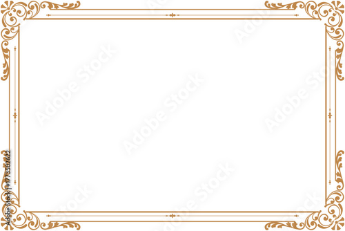 Elegant Gold Flourish Border Frame for Certificate, menu or Diploma. 1329
