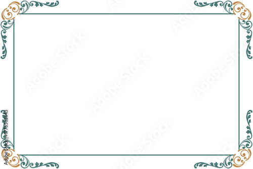 Elegant Gold and Green Flourish Border Frame for Certificate, menu or Diploma. 1331