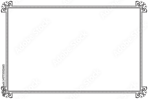 Elegant Black Flourish Border Frame for Certificate, menu or Diploma. 1332