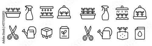 Microgreens Growing Tools Icons