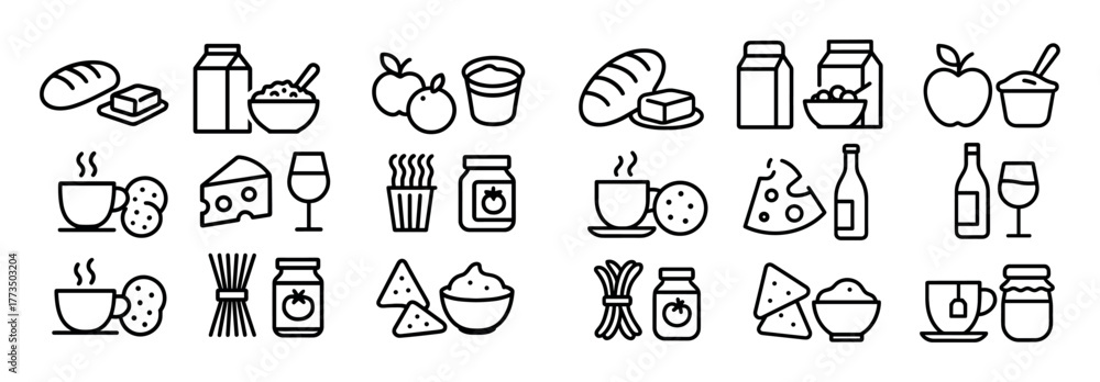 Fototapeta premium Minimalist Food Adjacency Icons