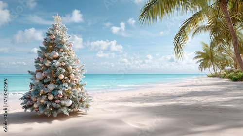 Wallpaper Mural Weihnachtsbaum am tropischen Strand – festliche Stimmung im Urlaubsparadies Torontodigital.ca