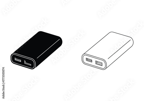 Power up your designs with this sleek power bank duo in black and white, perfect for modern tech concepts and minimalist style guides to make your work shine