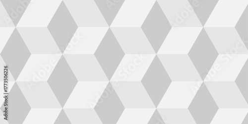 Abstract white and gray style minimal blank cubic. Geometric pattern illustration mosaic, square and triangle wallpaper.	