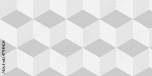 Abstract white and gray style minimal blank cubic. Geometric pattern illustration mosaic, square and triangle wallpaper.	