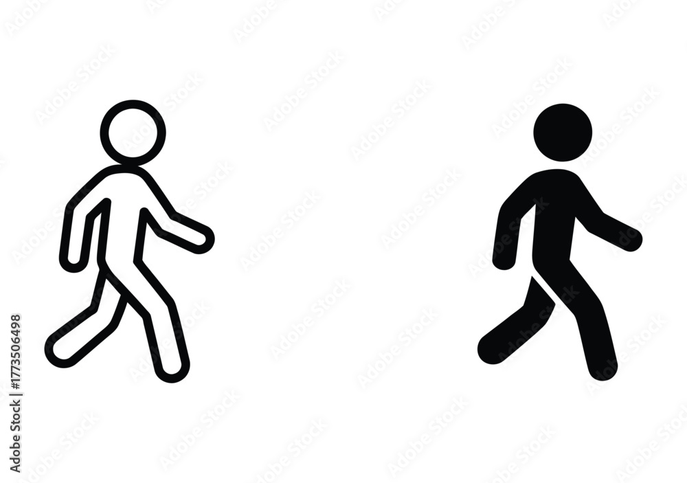Obraz premium Stylish stick figure icons representing movement and direction in a modern design, perfect for wayfinding, app interfaces, and instructional guides