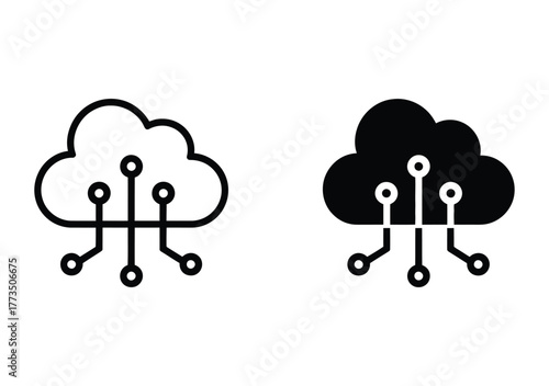 Secure cloud network connection with digital circuit technology, visualize data storage and online computing, representing modern IT infrastructure and innovative solutions, a sleek design