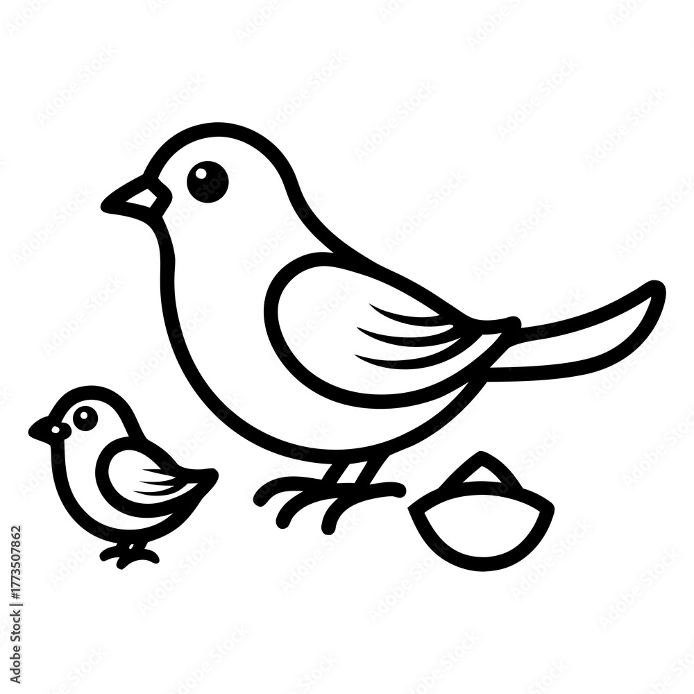 Obraz premium Illustration of a bird with chick food on transparent background