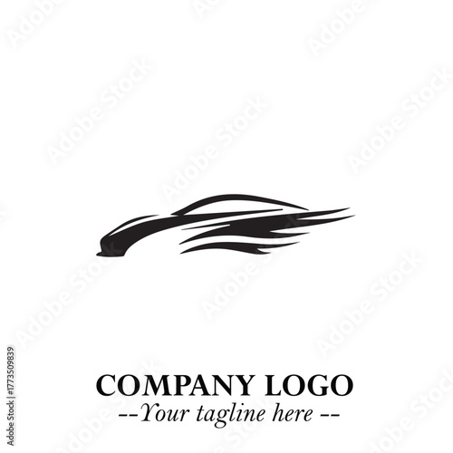 Car Running Fast Logo Symbol in Black on the White Background with Dynamic Speed Design