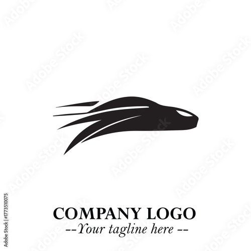 Car Running Fast Logo Symbol in Black on the White Background with Dynamic Speed Design