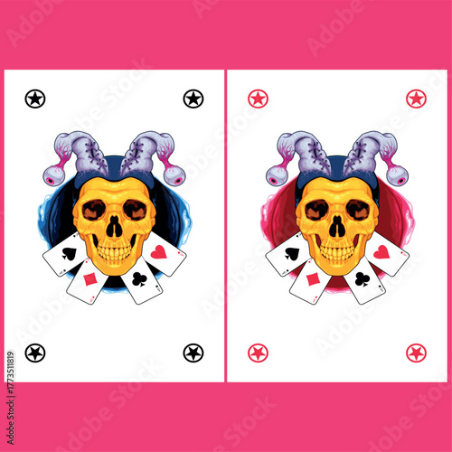 Two Jokers Playing Cards. Vector illustration, isolated cards.
