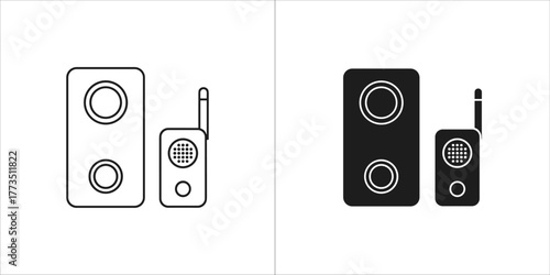 Baby monitor icon in outline and solid black