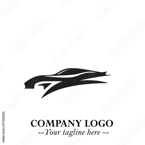 Car Running Fast Logo Symbol in Black on the White Background with Dynamic Speed Design