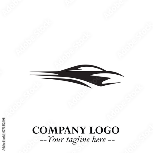 Car Running Fast Logo Symbol in Black on the White Background with Dynamic Speed Design