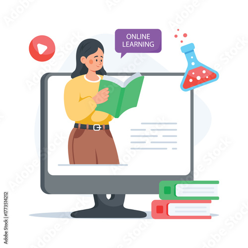Take your hands on this amazing flat illustration of online learning