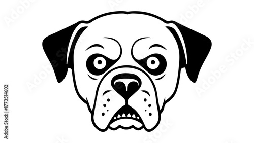 Fotografía portrait of a funny angry dog face shape illustration, simple angry dog shape wi