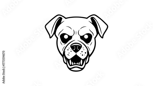 angry dog with opened mouth black and white vector shape