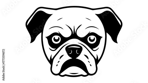 simple funny angry pug dog face shape vector illustration