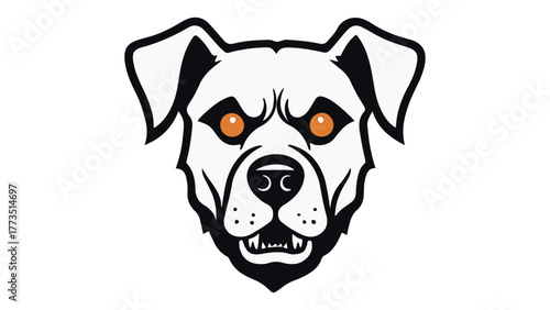 portrait of a curious dog face with orange eyes simple vector shape illustration