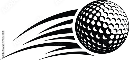 Golf ball logo vector in motion monochrome design for sports and branding illustration