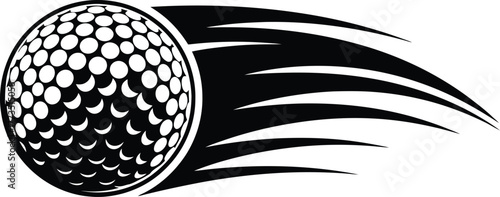 Golf ball logo vector in motion monochrome design for sports and branding illustration