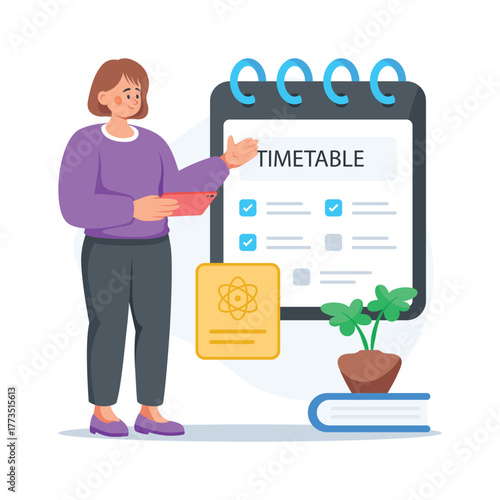 Take a look at this amazing flat style illustration of school timetable in modern style