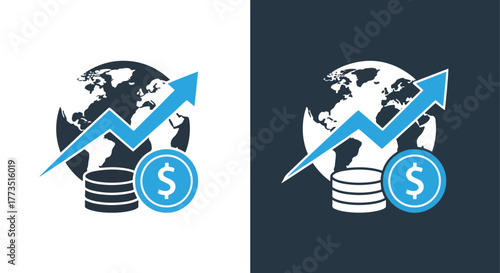 Growth plan insight and vision - Vector icon symbol for website - Icon vector - Blue icon vector - Line and glyph solid icon and logo template