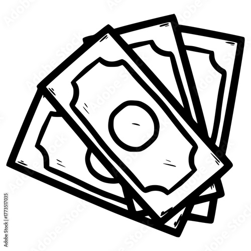 doodle pool of money illustration hand drawn outline vector