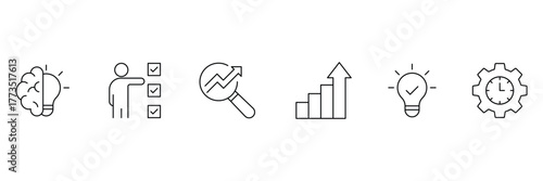 Upskill line Icons. Team Development Icons. Including learning, development, knowledge, growth, course and more. Vector illustration.