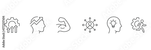 Upskill line Icons. Team Development Icons. Including training, development, knowledge, growth, course and more. Vector illustration.