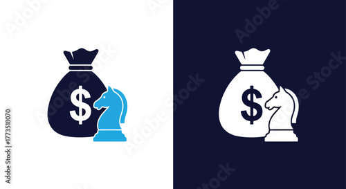 Business insight and growth idea - Vector icon symbol for website - Icon vector - Blue icon vector - Line and glyph solid icon and logo template