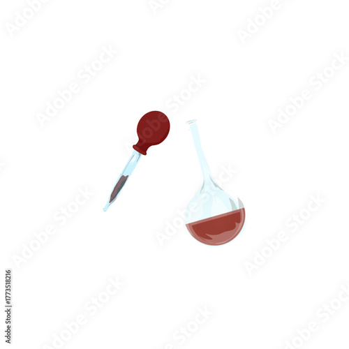 liquid in a test tube and a liquid suction cup without a background