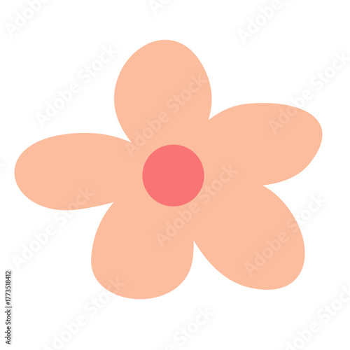 Simple pink flower icon, cute flower head vector illustration, isolated on white background, flower clip art, clip art flower