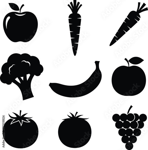 Produce set of fruit and vegetable icons vector illustration