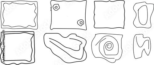 Hand drawn doodle frames isolated on white background for design elements