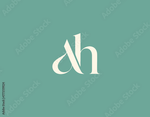 This image displays a sophisticated logo design combining the letters 'a' and 'h' in a stylish manner, perfect for high-end branding and modern identity development.