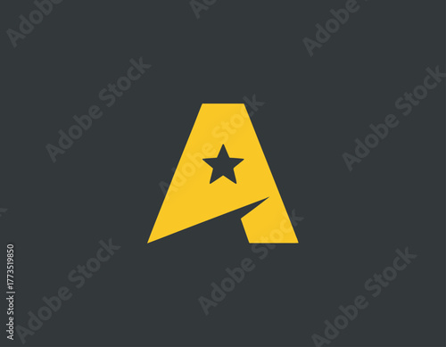 This image showcases a contemporary logo featuring the letter 'A' integrated with a star and dynamic styling, representing innovation and ambition in branding.