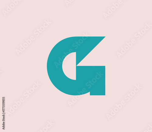 A minimalist representation of the letter 'G' in a soothing teal color, set against a soft pastel background, highlighting simplicity and elegance in design.