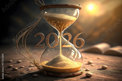 Happy new year 2026 hourglass